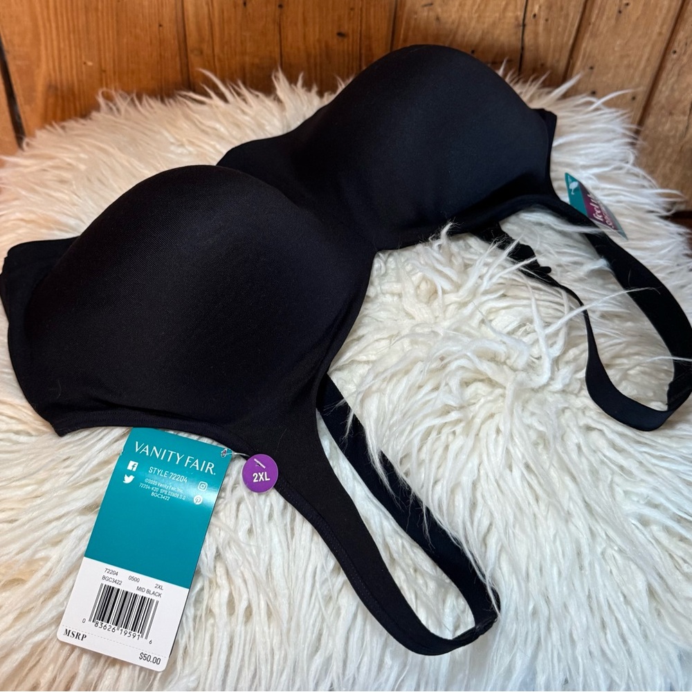Vanity Fair Beyond Comfort Wireless Bra 72204 2XL Black NWT
